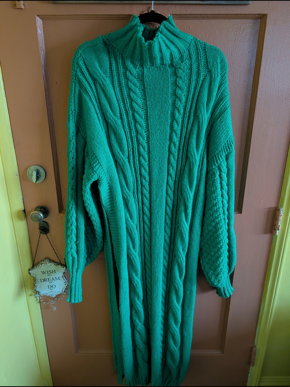 Plus Size Women’s Cable Knit Turtleneck Sweater With Side Splits